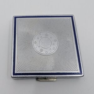 Bourjois 1930s 1940s Silver & Blue Art Deco Style Powder Compact